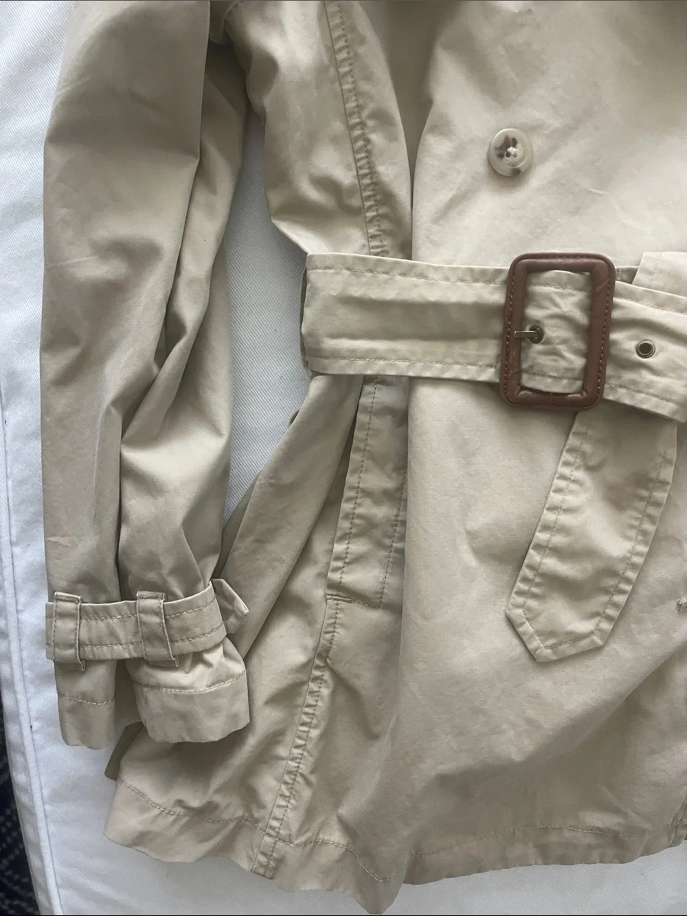 Ralph Lauren Girls Size 8 Beige Double-Breasted Trench Coat with Belt